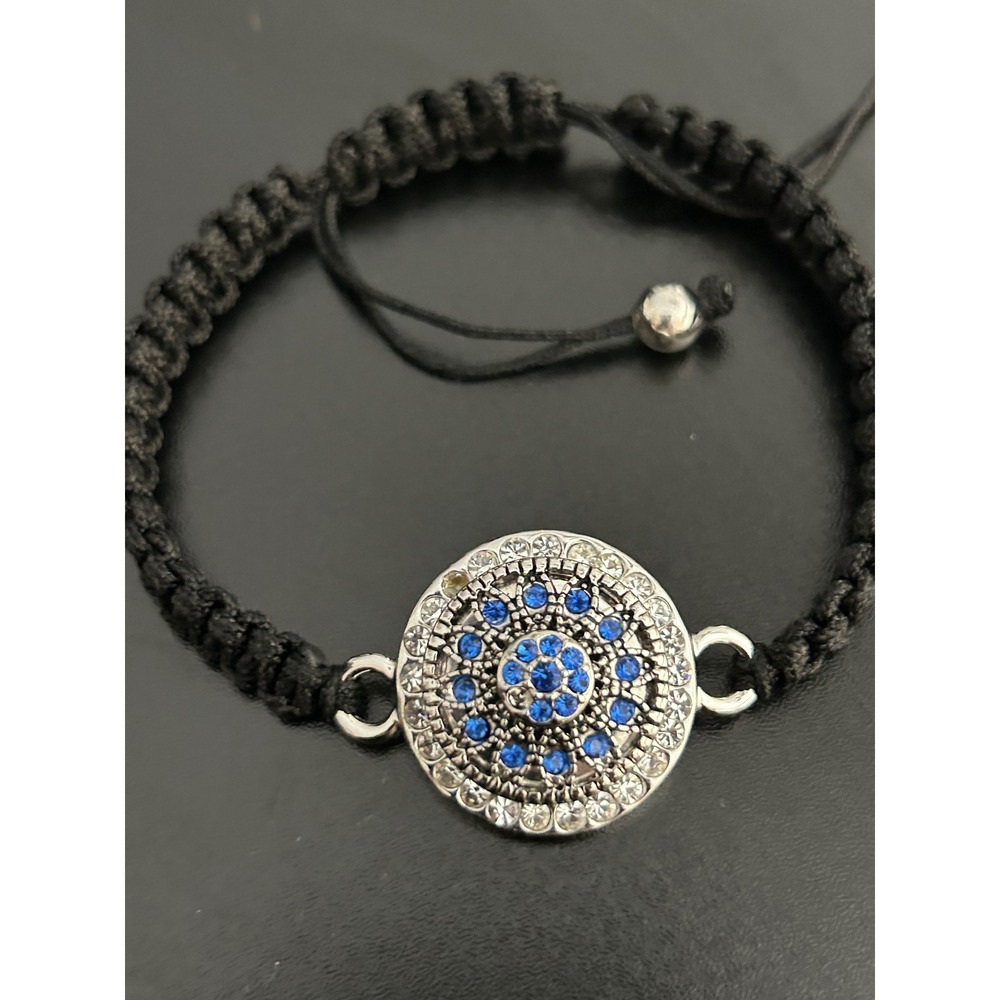 Cord Bracelet Women Black Excellent Crystal Snap Macrame Magnolia and Vine